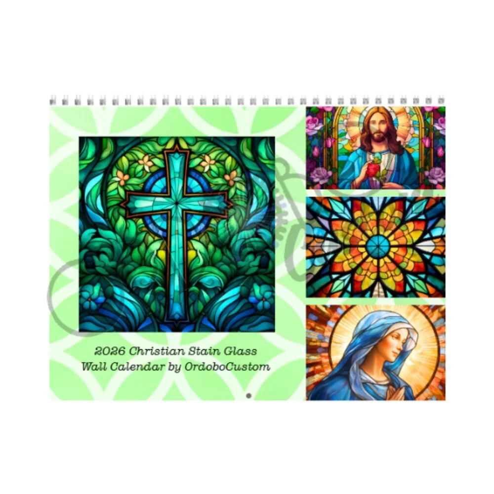 2026 Custom Christian Stain Glass Wall Calendar